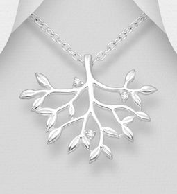 Silverhalsband Hängande 'Livets träd' med tre stenar
