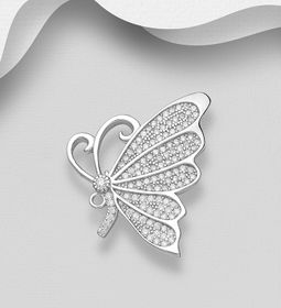 Silverbrosch Fjäril fylld med vackra Cubic Zirkonia stenar