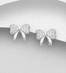 Silverörhängen - söta rosetter med glittrande cubic stenar