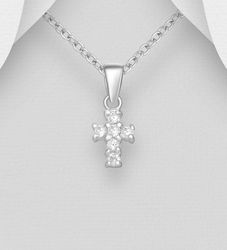 Halsband med kors - litet Silverkors med zirkonia stenar