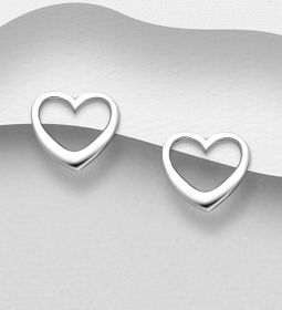 Silverörhängen studs - Hjärtan i äkta 925 sterling silver