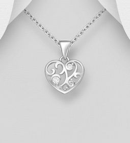 Halsband Hjärta - Silverhalsband Silverhjärta med stenar