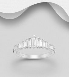 Silverring Elegant design med stavformade Cubic Zirkonia