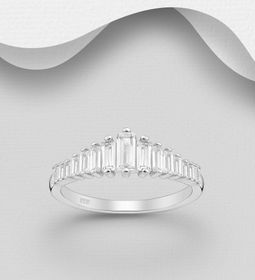 Silverring Elegant design med stavformade Cubic Zirkonia