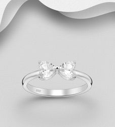 Silverring Rosett av glittrande Cubic Zirkonia stenar