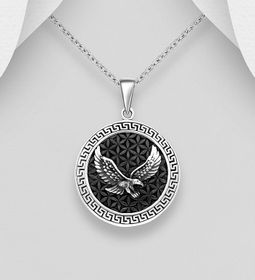 Silverhalsband kille/ herr - Medaljong med flygande Örn