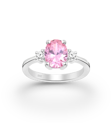 Silverring med stor ljusrosa Cubic sten - äkta 925 silver