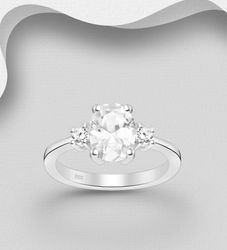 Silverring med stor glittrande Cubic sten i mitten - äkta silver