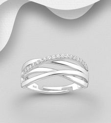Silverring elegant & bred ring med Cubic Zirkonia stenar