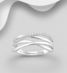 Silverring elegant & bred ring med Cubic Zirkonia stenar