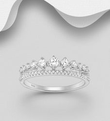 Silverring med två vackra rader med cubic zirkonia stenar