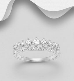 Silverring med två vackra rader med cubic zirkonia stenar