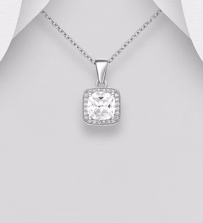 Silverhalsband Halosmycke kvadrat - äkta 925 sterling silver