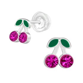 Barnörhängen rosa Körsbär- örhängen barn i äkta 925 silver