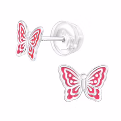 Barnörhängen Fjäril cerise - örhängen barn i äkta 925 silver