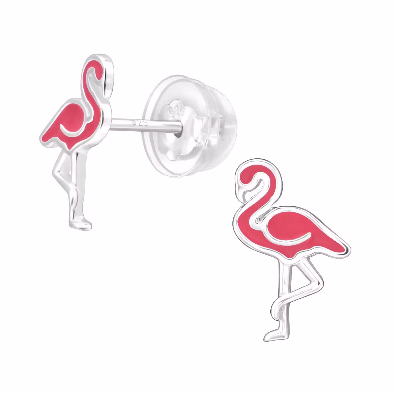 Barnörhängen Flamingo cerise - örhängen till barn i äkta 925 sterling silver