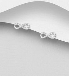 Silverörhängen - Evighetstecken med stenar i äkta 925 silver