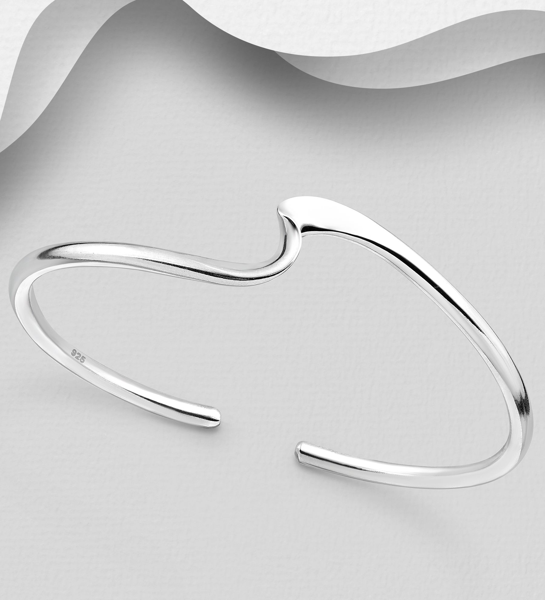 Silverarmband i cuff design - stelt armband till tjej/ dam i snygg design & äkta 925 sterling silver