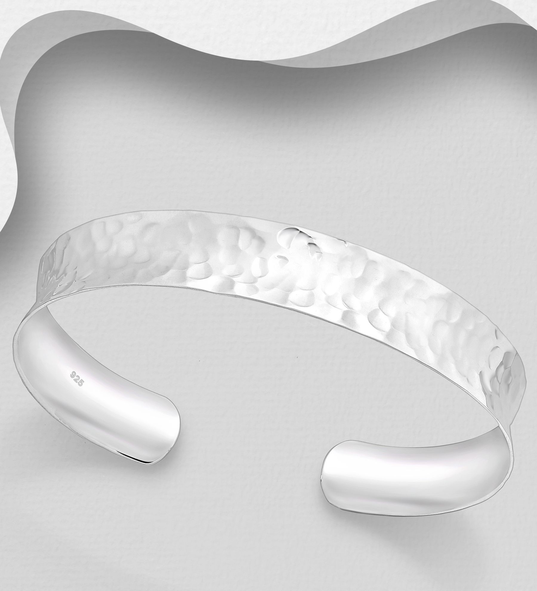 Brett Silverarmband i cuff design - stelt armband till tjej/ dam i snygg design & äkta 925 sterling silver