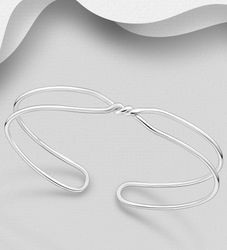 Armring i modern design - stelt cuff armband i silver dam