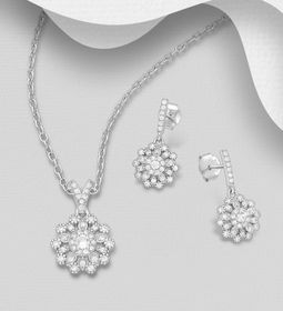 Presenttips - Smyckesset Blomma av cubic zirkonia stenar