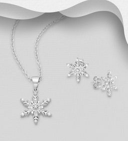 Presenttips - Smyckesset Snöstjärna cubic zirkonia stenar