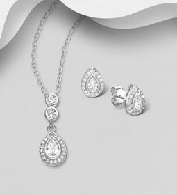 Presenttips - Smyckesset Droppformad Halo cubic zirkonia