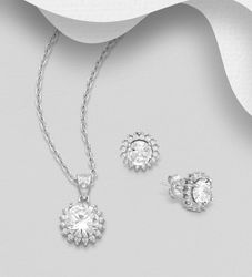 Presenttips - Smyckesset Rund Halo cubic zirkonia stenar