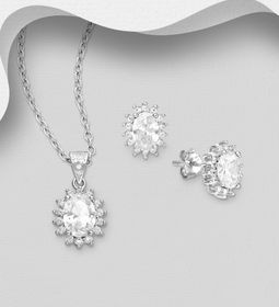 Presenttips - Smyckesset Oval Halo cubic zirkonia stenar