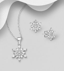 Presenttips - Smyckesset Snöflinga av cubic zirkonia stenar
