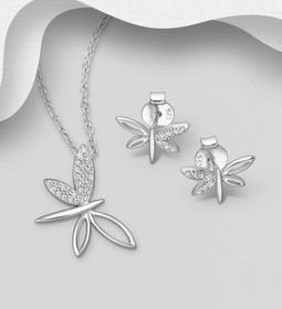 Presenttips - Smyckesset Trollslända cubic zirkonia stenar
