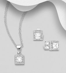 Presenttips - Smyckesset Kvadratisk Halo med  cubic sten