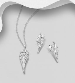 Presenttips - Smyckesset Glittrande löv med cubic zirkonia