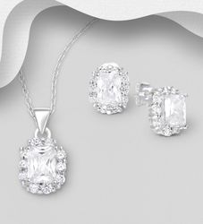 Presenttips - Smyckesset glittrande rektangulära cubic