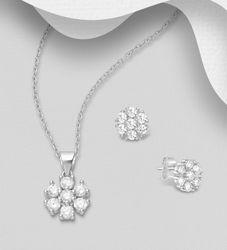Presenttips - Smyckesset Blomma med sju cubic stenar