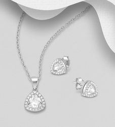 Presenttips - Smyckesset Trekantigt Halo med cubic stenar