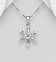 Silverhalsband vacker Snöflinga med Cubic Zirkonia stenar