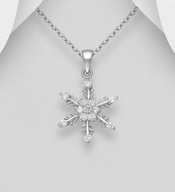 Silverhalsband vacker Snöflinga med Cubic Zirkonia stenar
