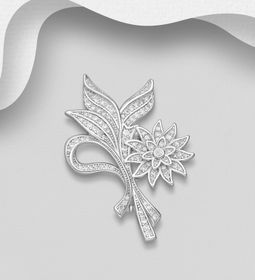 Silverbrosch vacker blomma med glittrande  Cubic Zirkonia