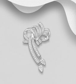 Silverbrosch vacker & elegant brosch med Cubic Zirkonia