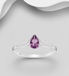 Silverring med lila Cubic Zirkonia sten - äkta 925 silver