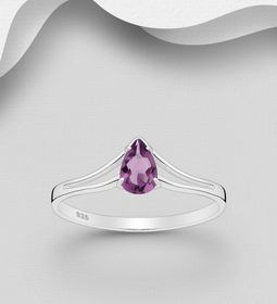 Silverring med lila Cubic Zirkonia sten - äkta 925 silver