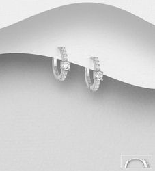 Silverörhängen glittrande Hoops med cubic - äkta silver