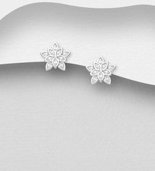Silverörhängen vackra blommor fyllda med cubic zirkonia