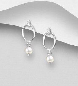 Silverörhängen eleganta hängande örhängen med pärlor