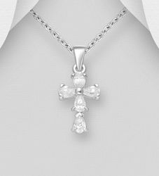 Halsband med kors - Silverkors av söta cubic stenar