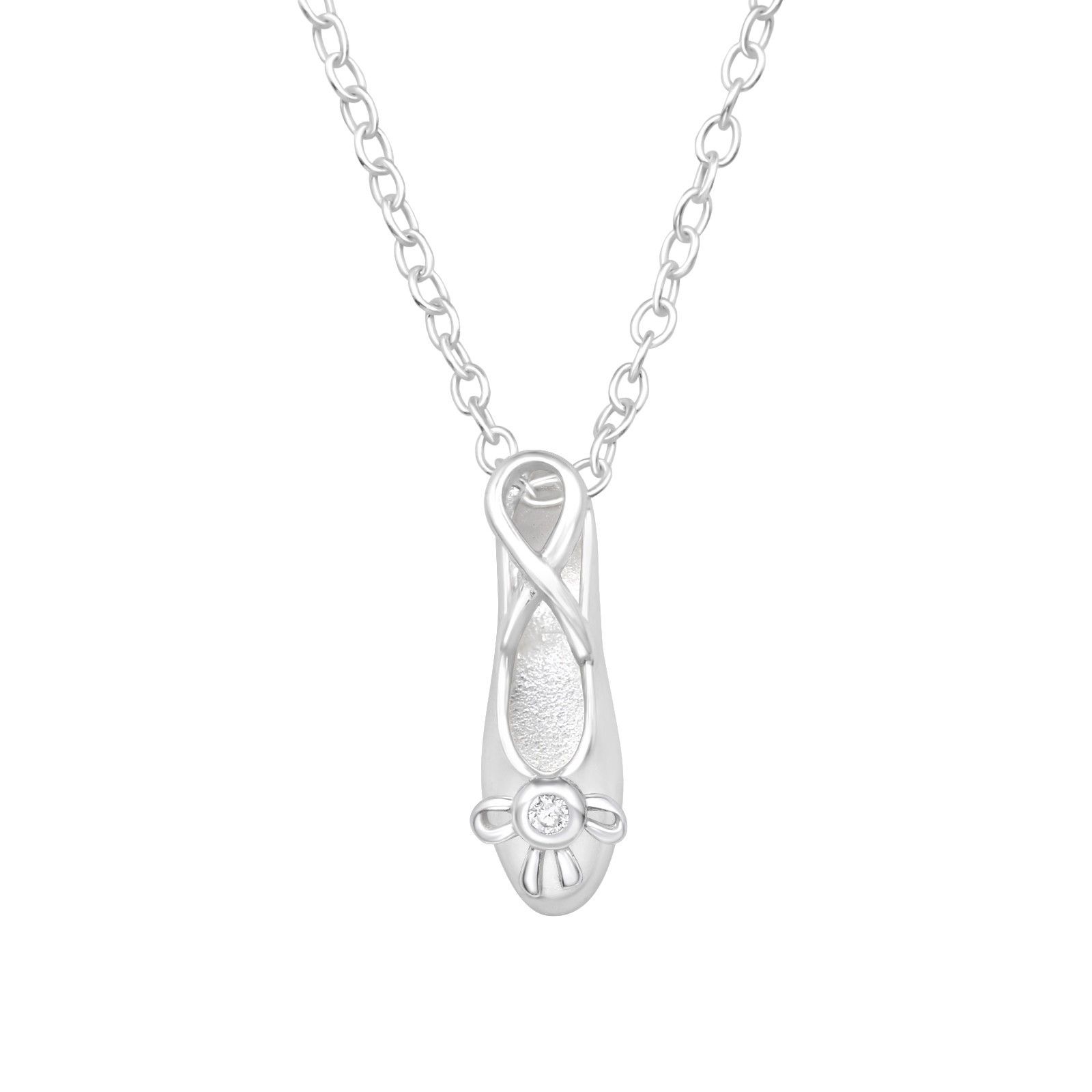 Barnhalsband Balettsko med cubic sten - halsband i silver