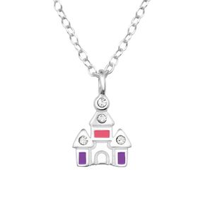 Barnhalsband Slott med stenar -  i äkta 925 sterling silver