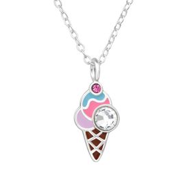 Barnhalsband pastellfärgad Glass -  i äkta 925 sterling silver