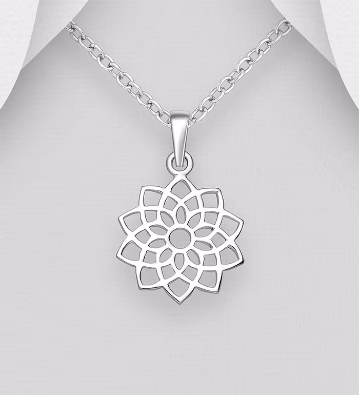 Silverhalsband vacker liten blomma - äkta 925 sterling silver
